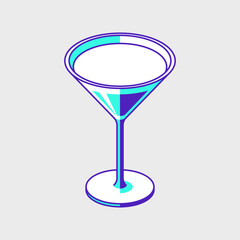 Martini cocktail glass isometric vector icon illustration