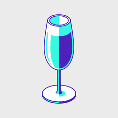 Champagne flute glass isometric vector icon illustration