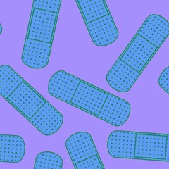 Medicine plaster seamless cartoon patch pattern for clothes print and wrapping paper and drugstore and kids