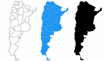 Argentina republic political map set isolated on white background
