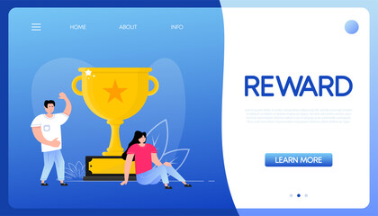 Flat banner with reward people for promotion design. Vector illustration design