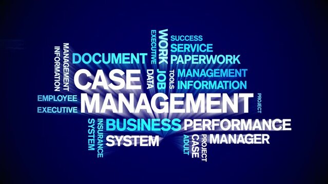 4k Case Management Animated Tag Word Cloud;Text Design Animation typography seamless loop.