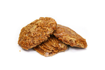 Brown Sugar- Jaggery isolated on white background