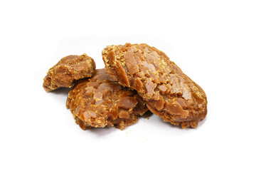 Brown Sugar- Jaggery isolated on white background