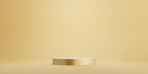 Gold pedestal, luxury product display for product presentation.