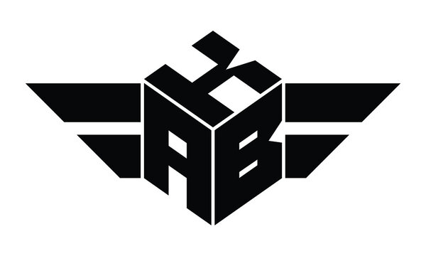 KAB three letter gaming logo in polygon cube shape logo design vector template. wordmark logo | emblem logo | monogram logo | initial letter logo | sports logo | minimalist logo | typography logo |