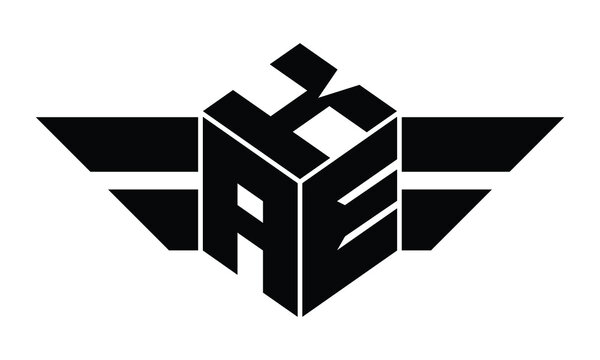 KAE three letter gaming logo in polygon cube shape logo design vector template. wordmark logo | emblem logo | monogram logo | initial letter logo | sports logo | minimalist logo | typography logo |