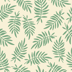 Palm leaves seamless pattern. Summer tropical vector background.