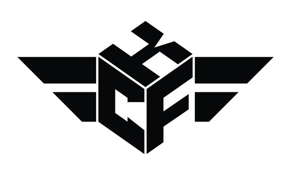 KCF three letter gaming logo in polygon cube shape logo design vector template. wordmark logo | emblem logo | monogram logo | initial letter logo | sports logo | minimalist logo | typography logo |