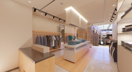 Clothes store interior 3d illustration