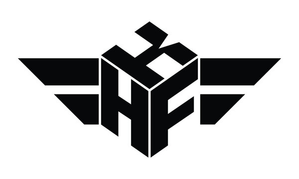 KHF three letter gaming logo in polygon cube shape logo design vector template. wordmark logo | emblem logo | monogram logo | initial letter logo | sports logo | minimalist logo | typography logo |