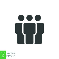 People glyph icon. Simple solid style. Person, group, human, staff, business, pictogram, silhouette, crowd, team, leadership, social, work, office concept. Vector illustration isolated. EPS 10