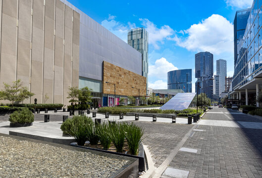 Mexico, Zapopan modern financial center and shopping mall near Guadalajara.