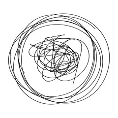 Vector drawing of anxious thoughts. The flow of thoughts, emotions, consciousness. The concept of coaching, psychoanalysis, therapy. Line drawn in doodle style