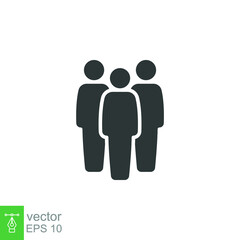People glyph icon. Simple solid style. Person, group, human, staff, business, pictogram, silhouette, crowd, team, leadership, social, work, office concept. Vector illustration isolated. EPS 10
