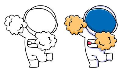 cute astronaut dancing coloring page for kids