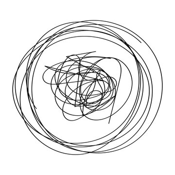 Vector drawing of anxious thoughts. The flow of thoughts, emotions, consciousness. The concept of coaching, psychoanalysis, therapy. Line drawn in doodle style