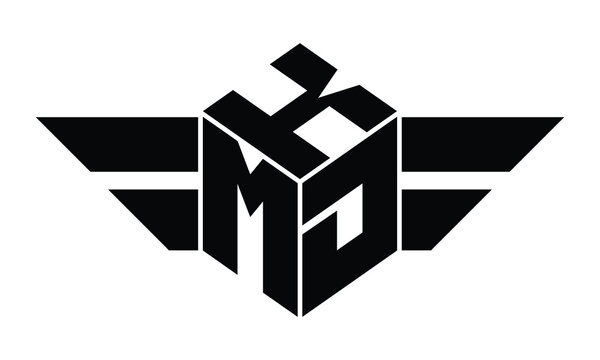 KMD three letter gaming logo in polygon cube shape logo design vector template. wordmark logo | emblem logo | monogram logo | initial letter logo | sports logo | minimalist logo | typography logo |