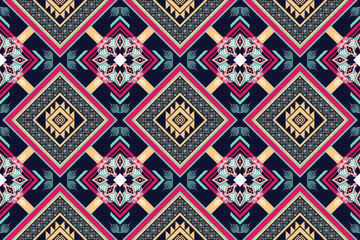 Geometric ethnic flower pattern for background,fabric,wrapping,clothing,wallpaper,Batik,carpet,embroidery style.