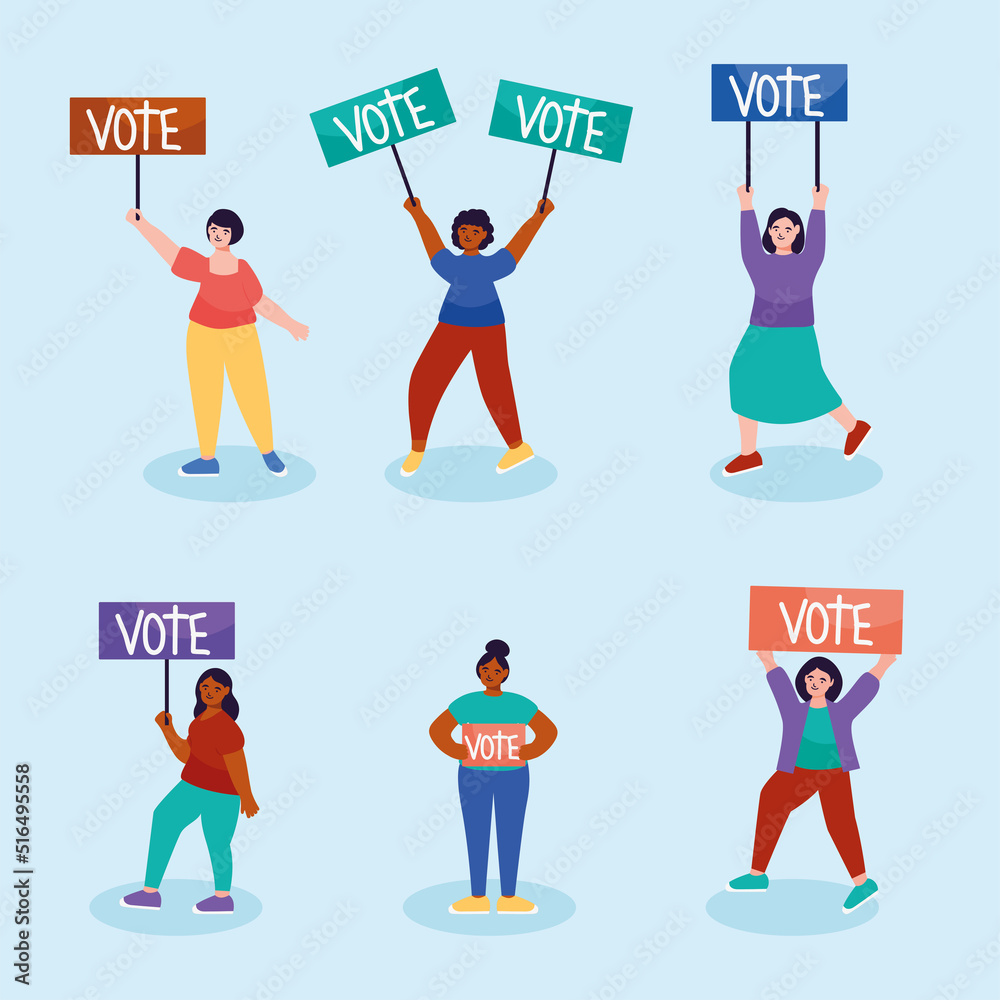 Wall mural vote and people icon set