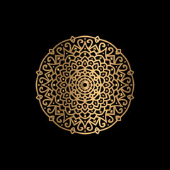 vector art of circular pattern in mandala shape for Henna, Mehndi, decoration. ethnic oriental style decorative illustration golden color