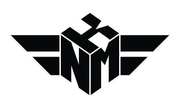 KNM three letter gaming logo in polygon cube shape logo design vector template. wordmark logo | emblem logo | monogram logo | initial letter logo | sports logo | minimalist logo | typography logo |