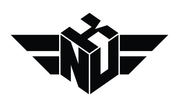 KNU three letter gaming logo in polygon cube shape logo design vector template. wordmark logo | emblem logo | monogram logo | initial letter logo | sports logo | minimalist logo | typography logo |