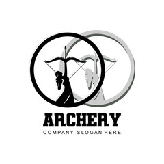 Athena Minerva Silhouette with , Royal archer Logo Design