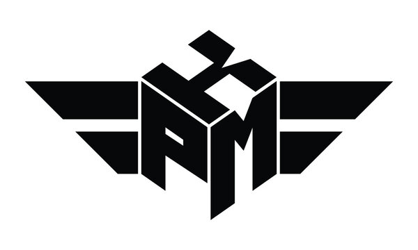 KPM three letter gaming logo in polygon cube shape logo design vector template. wordmark logo | emblem logo | monogram logo | initial letter logo | sports logo | minimalist logo | typography logo |