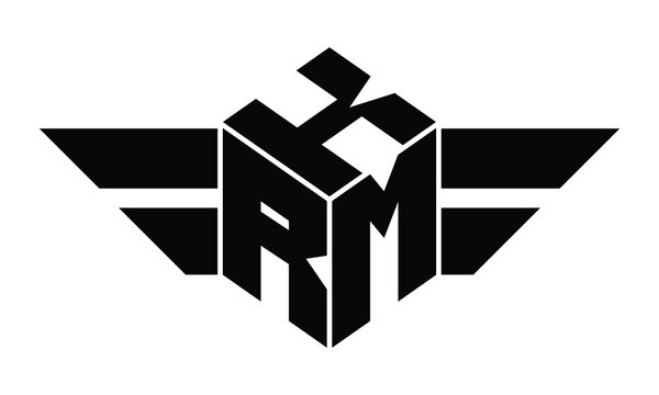KRM three letter gaming logo in polygon cube shape logo design vector template. wordmark logo | emblem logo | monogram logo | initial letter logo | sports logo | minimalist logo | typography logo |