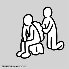 シンプルな人物のポーズイラスト　「介護・お風呂」