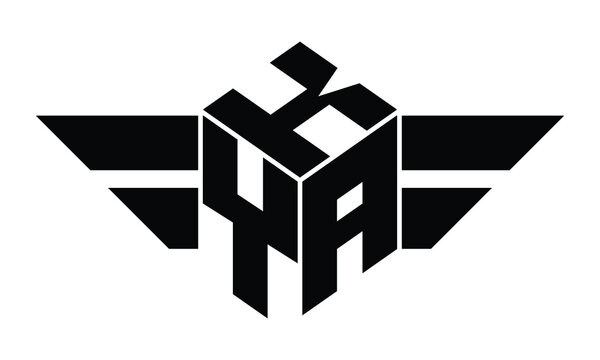 KYA three letter gaming logo in polygon cube shape logo design vector template. wordmark logo | emblem logo | monogram logo | initial letter logo | sports logo | minimalist logo | typography logo |