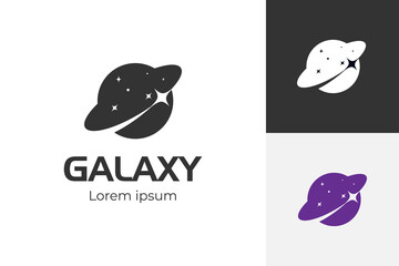 galaxy planet logo icon symbol for astronomy logo design