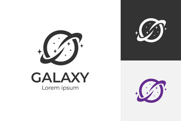 galaxy planet logo icon symbol for astronomy logo design © Agung