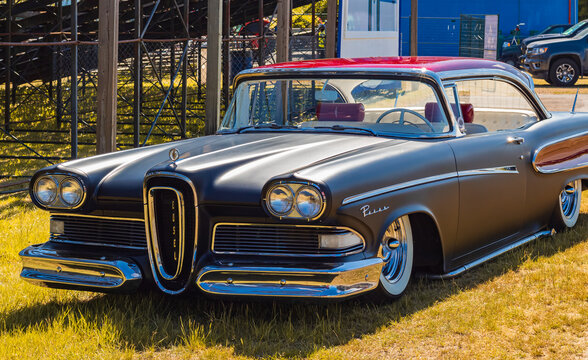 Vintage Ford Edsel Pacer at the Classic Car Show. Full-size car Edsel Pacer Convertible, 1958.