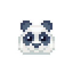 Panda face icon. Animal head bear character. Pixel art. 8-bit sprite. Sticker design. Isolated vector illustration.
