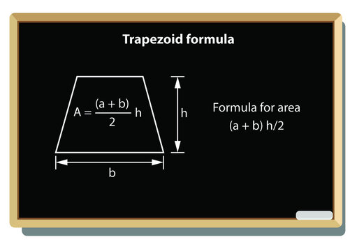 Trapezoid formula. Mathematical vector formulary. For school, university and training. Basic Formulas. Symbols, Cheat Slip, Math.