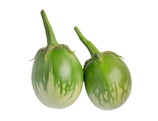 Fresh green eggplant on a white background, isolated image.