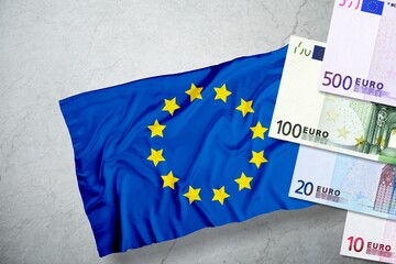 EURIBO Mortgage concept, money and flag