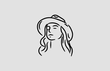 Vector Illustration Hand Dwarn Face Woman Country