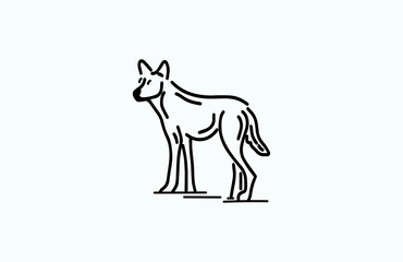 Domestic Dog Coyote Line Hand Drawn Vector