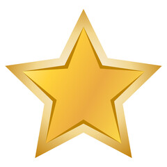 Golden rating star with border on white background. For rating or decorative decoration. Design element.