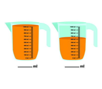 Kitchen Measuring Cups With Various Amount Of Liquid. Jug With Measuring  Scale. Beaker For Chemical Experiments In The Laboratory. Vector  Illustration Royalty Free SVG, Cliparts, Vectors, and Stock Illustration.  Image 175954096.