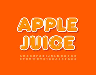 Vector stylish logotype Apple Juice. Modern Orange Font. Creative Alphabet Letters and Numbers set