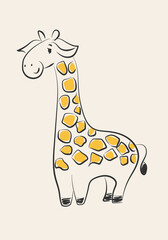Giraffe animal character line drawing