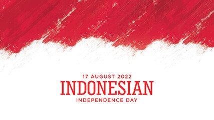Indonesia Independence day with red grunge background design. indonesian text mean is longevity indonesia. good template for Indonesia Independence Day design.