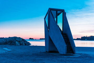 Lifeguard's tower in the early winter
