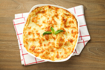 Concept of delicious food - Lasagna, top view