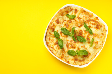 Concept of delicious food - Lasagna, space for text