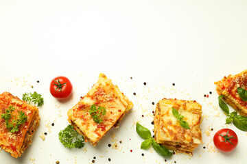 Concept of delicious food - Lasagna, space for text